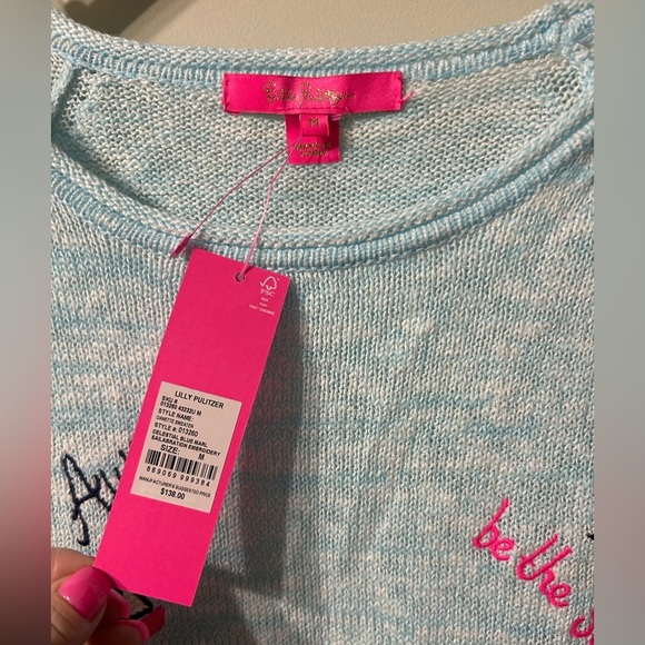 Lilly Pulitzer Danette Sweater Celestial Blue Marble Sailabration Embroidery NWT - Picture 4 of 7